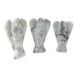 Figuritas de Ángel de cristal de howlita pulida de 2 pulgadas, superventas, energía curativa, amor, piedras preciosas, artesanía Feng Shui, Reiki semiprecioso - Product Image 3