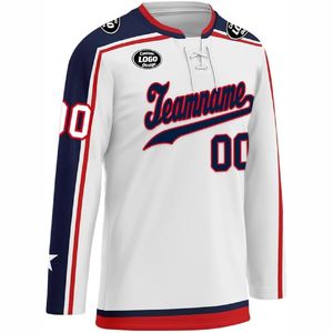 Jersey de Hockey sobre hielo bordado personalizado de calidad profesional Jersey de Hockey sobre hielo sublimado personalizado Reversible - Product Image 4