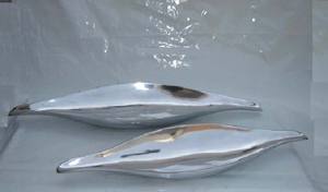 Ensaladera con borde ondulado ovalado ecológico hecha a mano de fábrica directa india, esmalte marrón oscuro rojo azul para acampar, venta de Navidad - Product Image 5