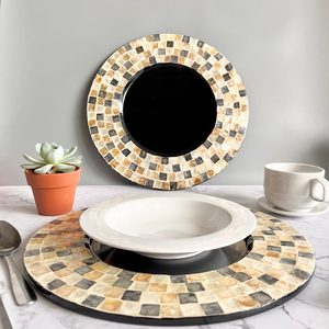 Elegant Premium Wood Dinnerware <b>Chargers</b> Handcrafted Exclusive Pearl Plate Decorative <b>Charger</b> Plates Eco-Friendly Premium Wood - Product Image 3