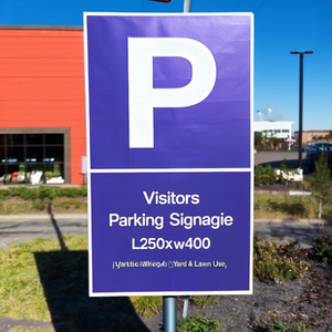 Panneau de signalisation pour parking des visiteurs L250xW400 en plastique bleu/blanc pour cour et pelouse - Product Image 2