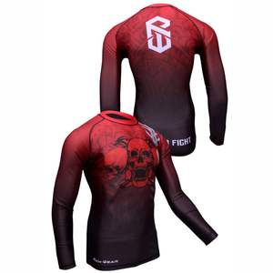 Sublimation personnalisée MMA Rash Guard longue chemise de compression BJJ avec manches courtes tissu de surf et de combat - Product Image 5
