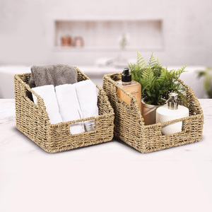 Support de rangement multifonctionnel en jonc de mer pour brochures et magazines, panier de rangement fonctionnel, décorations de bureau et de table - Product Image 1