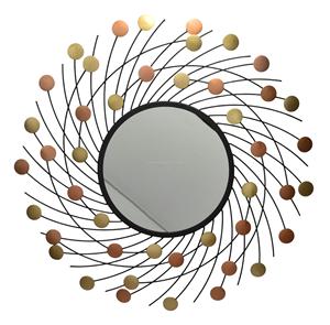 Miroir en métal fait main de luxe au design Art Déco antique, motif à pois, accent en fil complexe, durable, installation facile, décoration élégante - Product Image 1