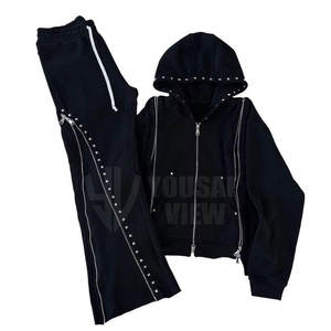 Durable poliéster/algodón cómodo con capucha Casual invierno hombres Rhinestone chándal Regular Fit - Product Image 2