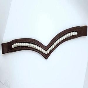 Bande de sourcil de dressage de canal vide de haute qualité pour cheval avec vache, rembourrage doux, couture de bord et perles, cristal, bande de sourcil bling - Product Image 2