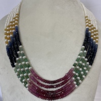 Collier en argent sterling plaqué or avec perles d'eau douce, émeraudes, rubis et saphirs naturels de 4 mm, fait main, ethnique, pour mariage, qualité AAA