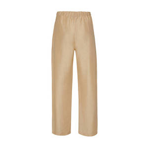 Pantalones Anchos de Lino Beige de Cintura Alta y Corte Holgado para Mujer - Product Image 3