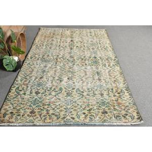 Alfombra turca Vintage Beige verde 4,6X7,6 pies lana hecha a mano área grande diseño de retazos Rectangular pasillo látex para decoración de habitación - Product Image 4
