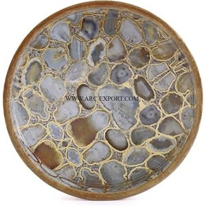 Plateau de service de table de grande taille fait à la main écologique avec poignées en aluminium argentées Trending Top Sale Food Tray - Product Image 6