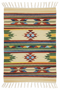 Tissu en coton tissé à la main beige, motif floral moderne, lavable en machine, écologique, multicolore, avec envers réversible, pour la vente en gros - Product Image 2