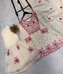 Diseñador Camric algodón Top Sarara conjunto lentejuelas bordado espejo trabajo encaje detalle Dupatta-indio pakistaní fiesta ropa seda - Product Image 6