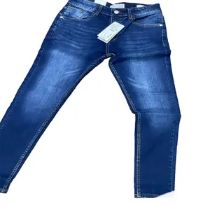 Pantalones vaqueros de algodón al por mayor pantalones elásticos fuertes pantalones Vintage para hombre Pantalones vaqueros desgastados a precio de venta al por mayor - Product Image 1