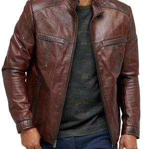 Chaqueta de Invierno de Cuero Genuino y Lona para Hombre, Estilo Urbano, con Cuello Alto, Diseño Transpirable, Opciones Personalizables - Product Image 5