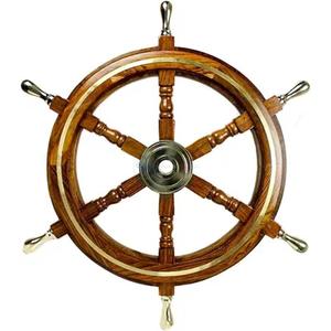 Vente chaude Antique Personnalisé Bois Rouge Nautique Décoration Murale Roue de Navire Art Mural Moderne avec Design Sculpté de l'Exportateur Indien - Product Image 5