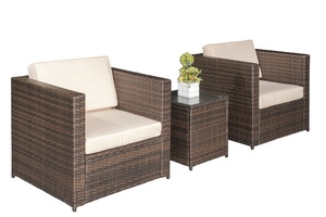 High Quality Modern Premium All-Weather Durable Rattan Steel Tempered Glass Sofa Set Coffee Table Waterproof Polyester Cushion - Product Image 5