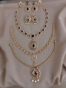 Conjunto de collar con acabado mate CZ, oferta combinada, conjuntos de collar de lujo, desgaste mínimo, perfecto para fiesta y ropa de oficina, diseño elegante - Product Image 4