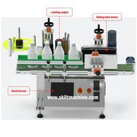 Machine d'étiquetage de bouteilles rondes de petite taille de bureau automatique électrique SKILT avec contrôle PLC, machine d'étiquetage de flacons