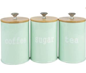 Set of 3 Custom Metal <b>Jar</b> <b>Airtight</b> white printed Canister Food Storage Container Tea Coffee <b>Jar</b> - Product Image 4