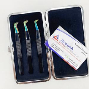 แหนบขนตาสีดำหลายจุดสีรุ้งแบบมืออาชีพแหนบต่อขนตาพิเศษทำจากสเตนเลสทนทาน - Product Image 1