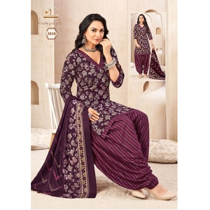 Costume de bureau décontracté confortable pour femmes avec tissu imprimé en pur coton meilleure qualité haut bas Dupatta pour le style traditionnel - Product Image 1