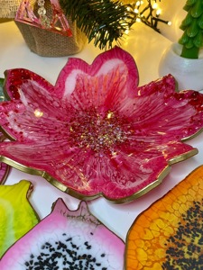 ชามเรซินประดับรูปดอกไม้สีดำพร้อมกลิตเตอร์สีเงินทำด้วยมือสำหรับตกแต่งของขวัญแต่งงานหรือสไตล์โมเดิร์น - Product Image 6