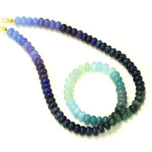 Magnifique collier de perles rondes lisses en quartz multicolores, 7-8 mm, teinte bleu-vert, perles de pierres précieuses en quartz, collier coloré - Product Image 2