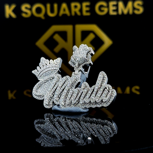 Disponible de Plata de Ley 925 VVS Moissanite Letter Cut Diamond Hip Hop Colgante Disponible con diseño personalizado - Product Image 3