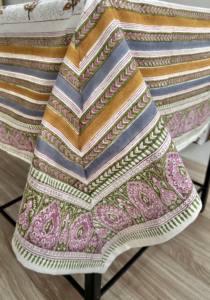 Mantel de Algodón Estampado a Mano: Rayas Florales, Lino Boho para Mesa de Comedor, Decoración Étnica para el Hogar al Mejor Precio - Product Image 4