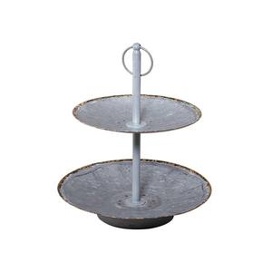 Soporte Rústico de 2 Niveles para Pasteles, de Metal Galvanizado, Redondo, con Asa, para Exhibición de Postres, Decoración Estilo Granja para Cocina - Product Image 1