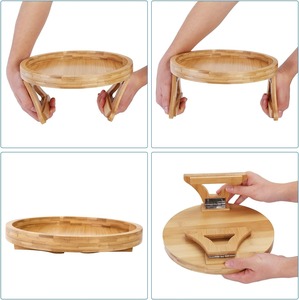 Bandeja de reposabrazos de bambú plegable ecológica de alta calidad, bandeja de brazo de sofá con Clip para mesa, sofá para sala de estar, TV, soporte de cena, vajilla - Product Image 4