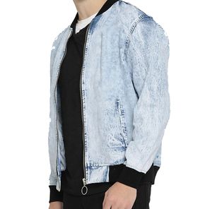 Acid Washed Men's Full Zipper <b>Denim</b> Jeans <b>Jacket</b> Personalized Logo Print Distress Embroidery <b>Denim</b> Jean <b>Jacket</b> Men - Product Image 3