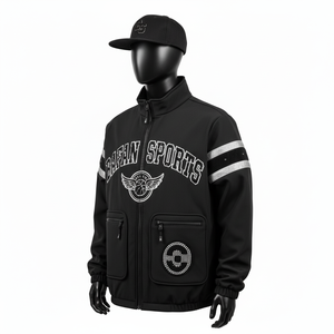 320 GSM Softshell Jacket <b>Black</b> Wind Resistant Warm Fleece Inner Silver Arm Panels Custom Embroidery Softshell Jacket for <b>man</b> - Product Image 4