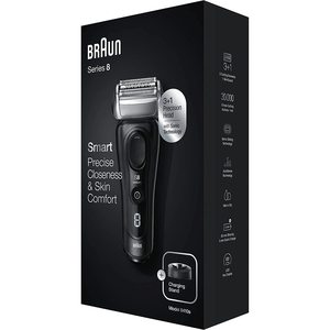 Rasoir électrique rotatif sans fil rechargeable pour homme, noir, avec tondeuse, tête flexible, étanche IPX7 pour le visage - Product Image 2
