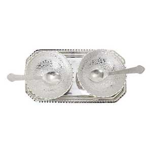 Aluminium Silver Bowl Spoon Gift Set Boxed Business Gifts Decorative Luxury Durable <b>Tableware</b> Bulk Supplier India - Product Image 2