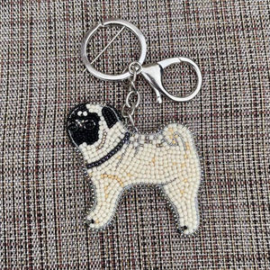 Brodé Perlé Carlin Porte-clés Chien Sac À Main Charme - Product Image 1