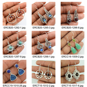 Boucles d'oreilles en argent Sterling massif 925 avec pierres précieuses naturelles multiples Look élégant de luxe pour femmes filles grossiste de bijoux faits à la main - Product Image 4