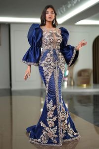NOUVEAU DESIGNER TENDANCE ET STYLISH BEAU TRAVAIL DE BRODERIE ZARI SUR ROBE CAFTAN BLEU MARINE AVEC POUR FÊTE ET Mariage = 2024 - Product Image 2
