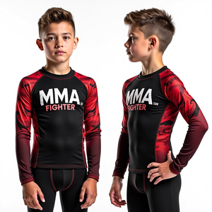 Custom Premium Custom BJJ Rash Guards para niños Durable Diseño transpirable para sesiones de entrenamiento de MMA Fabricado por Kids MMA - Product Image 1