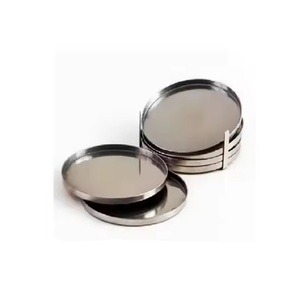 Posavasos de 4 piezas, posavasos creativos para bebidas, posavasos de Metal antideslizante pulido de acero inoxidable, pantalla de mesa con soporte - Product Image 1