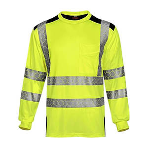 Camisas de trabajo de alta visibilidad para hombre Polo de poliéster con rayas reflectantes características fluorescentes y térmicas - Product Image 3