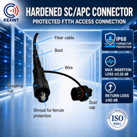 Kabel Drop KEXINT 100m FastConnect Hardened SC/APC, Kabel Serat Optik IP68 G.657.A2 untuk Jaringan Akses FTTH