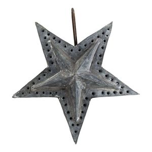 Décoration de Noël moderne en métal perforé nickelé de 5 pouces, étoile suspendue, forme d'aile d'ange en laiton, clochettes, écologique - Product Image 1