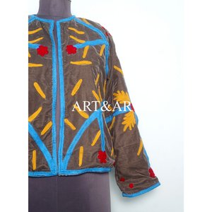 Veste d'hiver bohème en velours brodée à la main avec un motif floral, coque en coton, écologique, cadeau d'anniversaire pour femme - Product Image 6