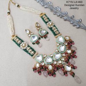Conjunto de collar largo verde Meenakari Kundan con pendientes Artesanía fina tradicional y elegancia atemporal real para mujer - Product Image 2