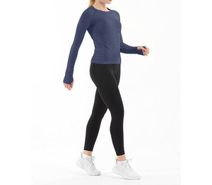 T-shirt de fitness personnalisé pour femme en Spandex/Polyester, respirant, écologique, séchage rapide, coupe courte, manches longues, compression ajustée pour la gym - Product Image 4