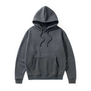 Streetwear personnalisé de haute qualité Sweat à capuche en polaire Vintage lavage à l'acide soleil délavé poches en détresse double couche pour l'hiver Style décontracté - Product Image 6