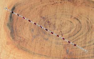 Cut Red Garnet 925 Sterling Silver Bezel <b>Adjustable</b> <b>Bracelet</b> Handmade Gemstone Jewelry Women Gift - Product Image 6