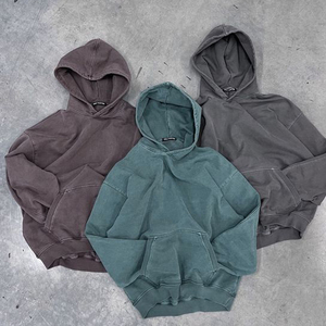 Sudaderas con capucha de lana lavada de peso pesado para hombres Unisex suelta gruesa cálida 450gsm sudaderas con capucha suéteres - Product Image 1