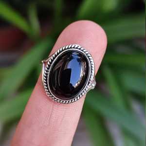 Handmade 925 Sterling Silver Black Onyx <b>Ring</b> Natural Black Gemstone Oval <b>Statement</b> Promise Jewelry July Birthstone Gift Idea - Product Image 4